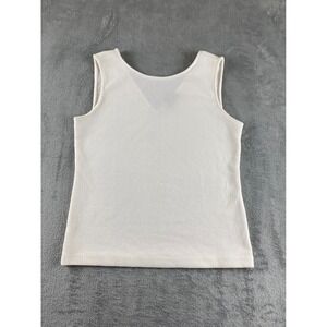 Ann Taylor Factory Petite White Textured Sleeveless V-Neck Tank Top MP